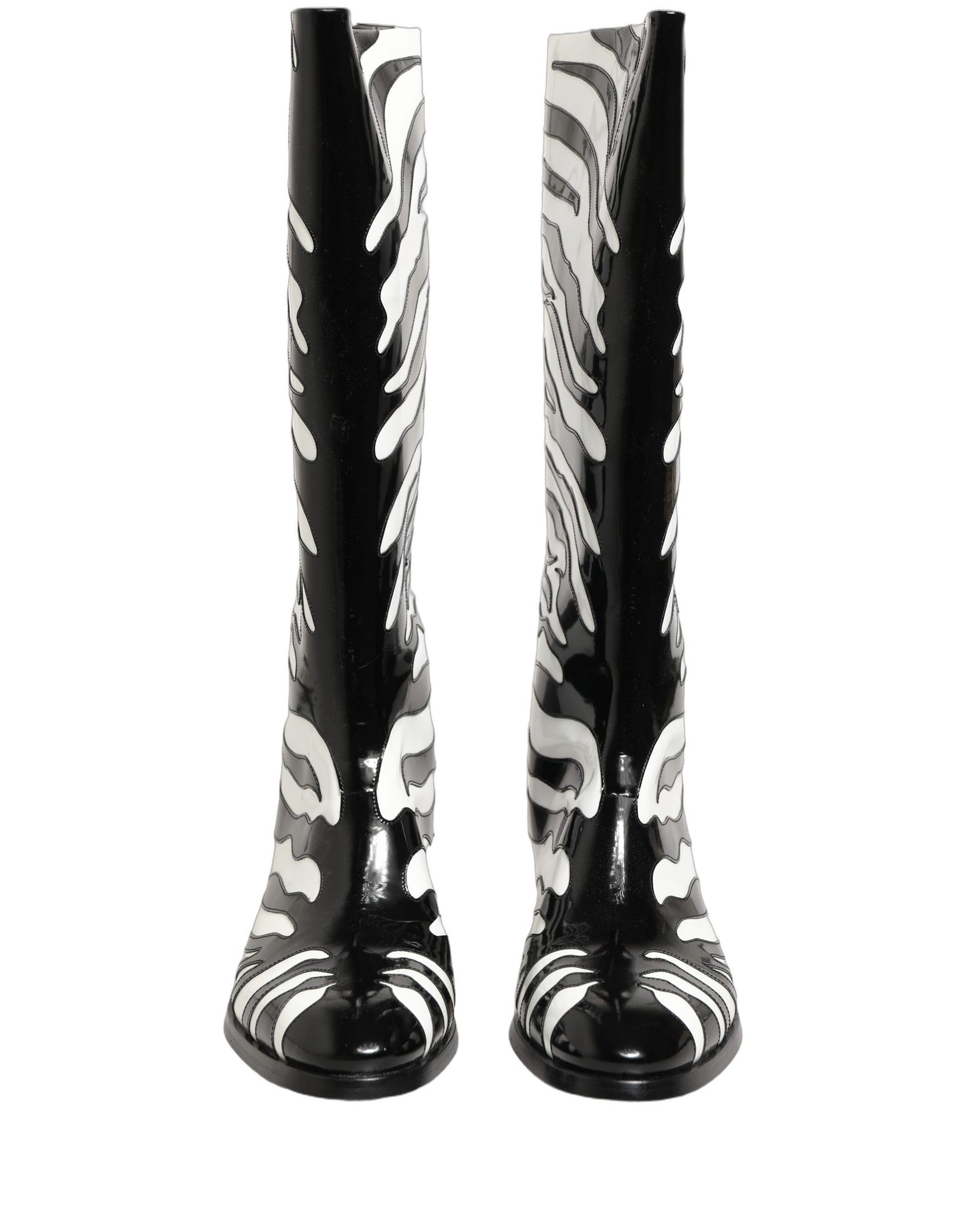 Dolce & Gabbana Black White Zebra Knee High Men Boots Shoes