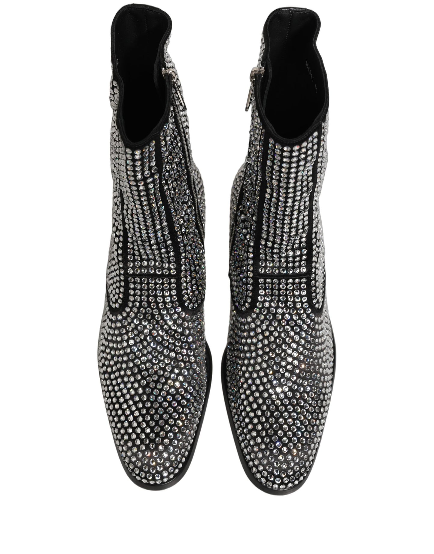 Dolce & Gabbana Black Crystal Embellished Ankle Boots Shoes