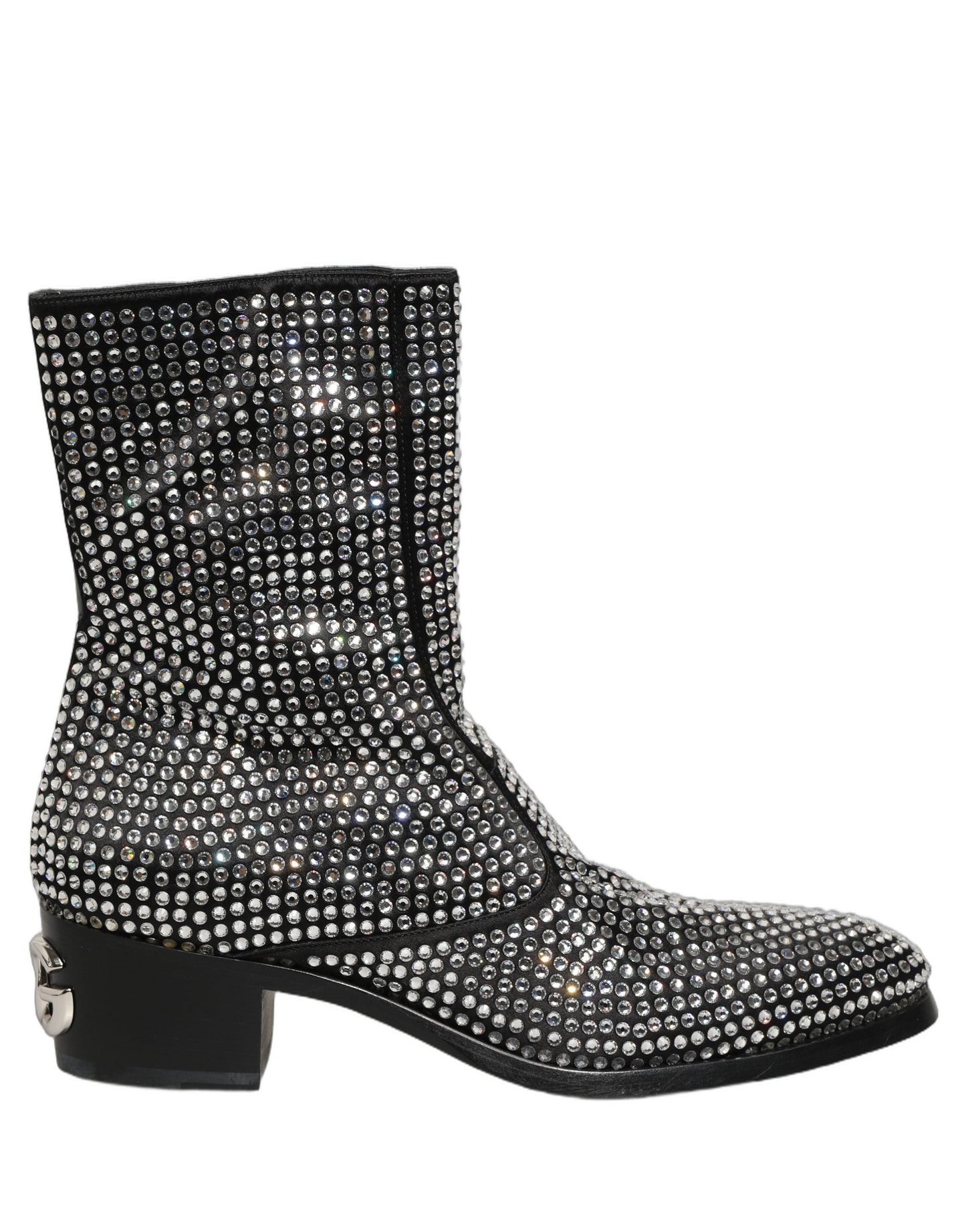 Dolce & Gabbana Black Crystal Embellished Ankle Boots Shoes