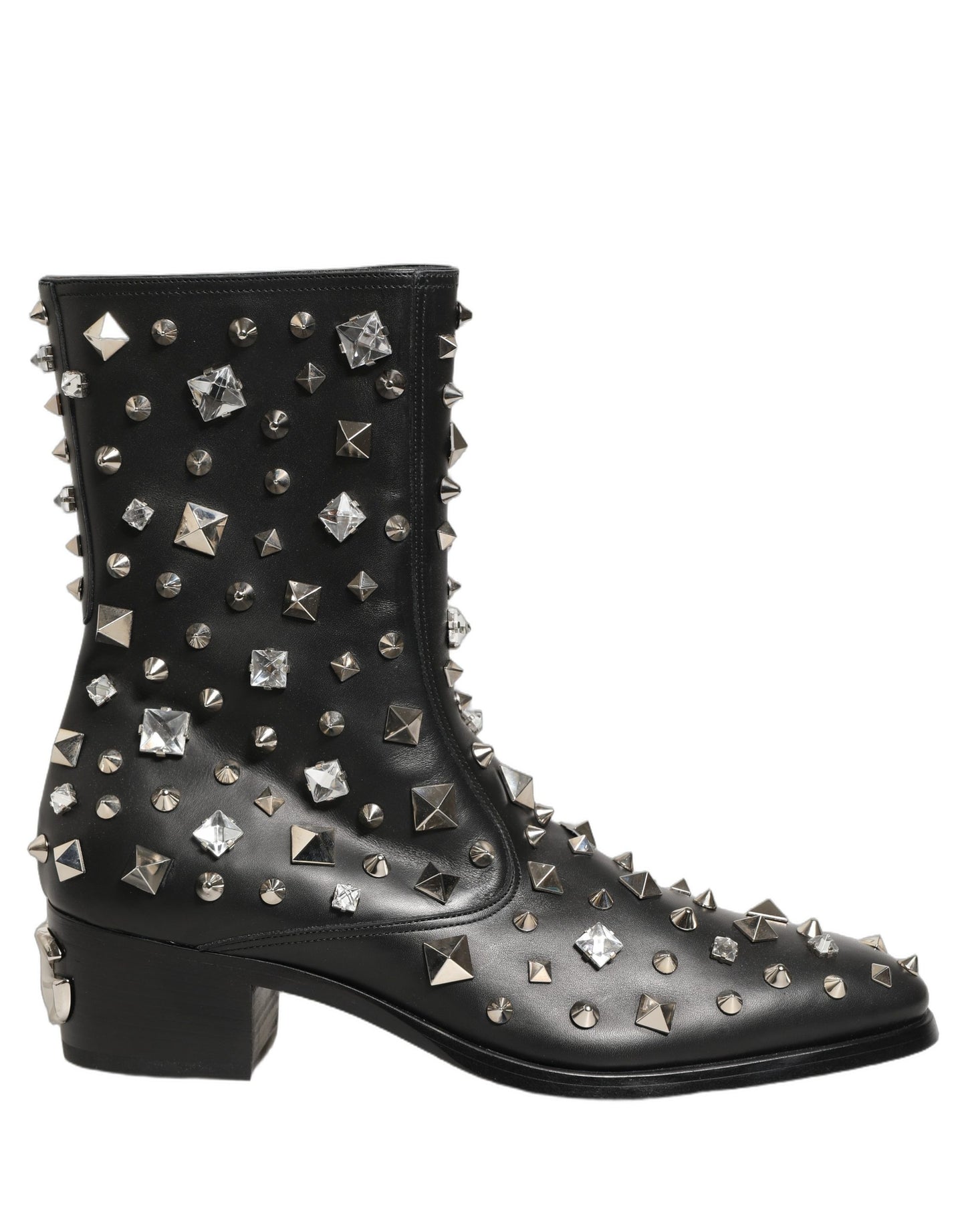 Dolce & Gabbana Black Crystal Embellished Short Boots Shoes
