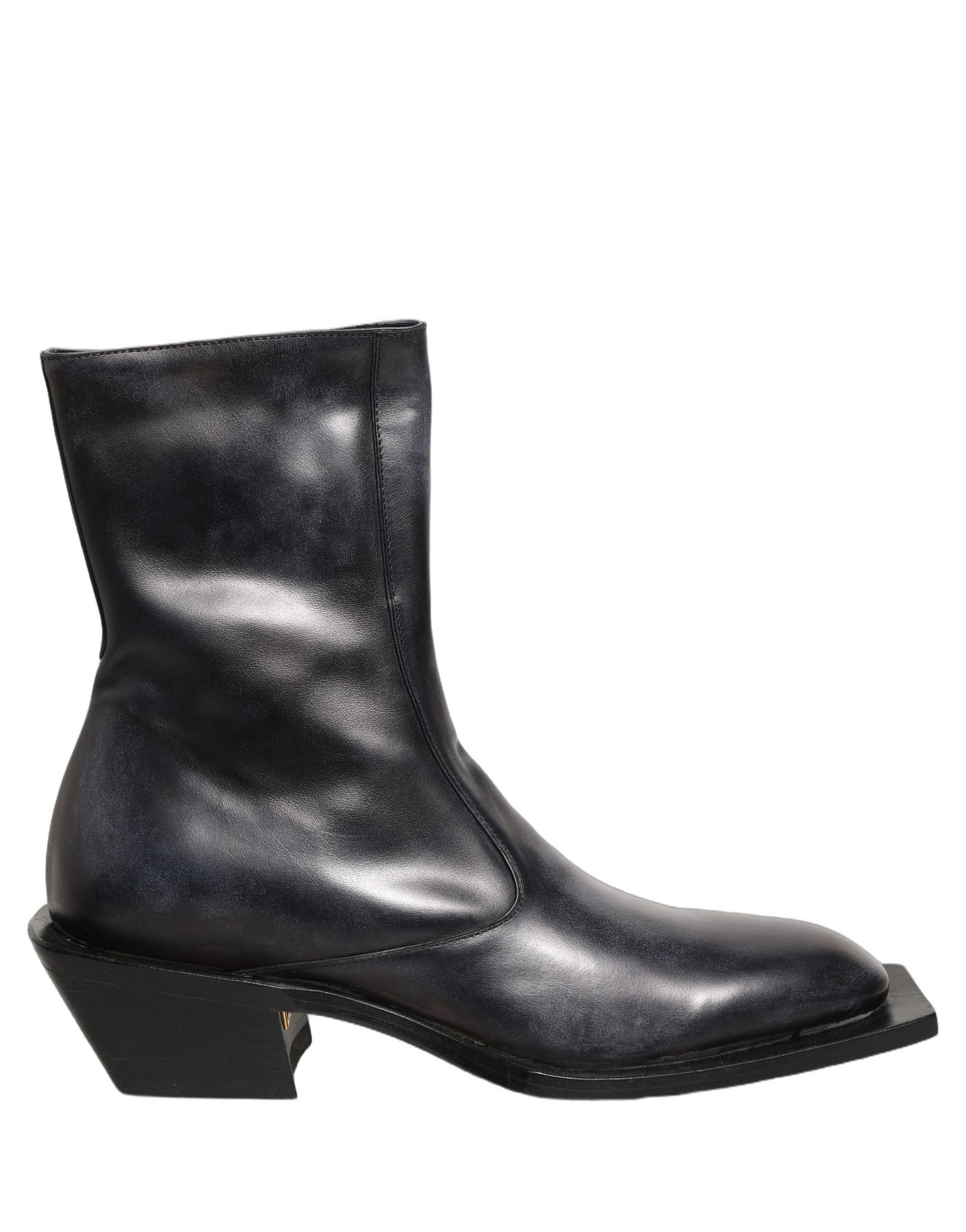 Dolce & Gabbana Black Leather Shiny Tex Mid Calf Boots Shoes