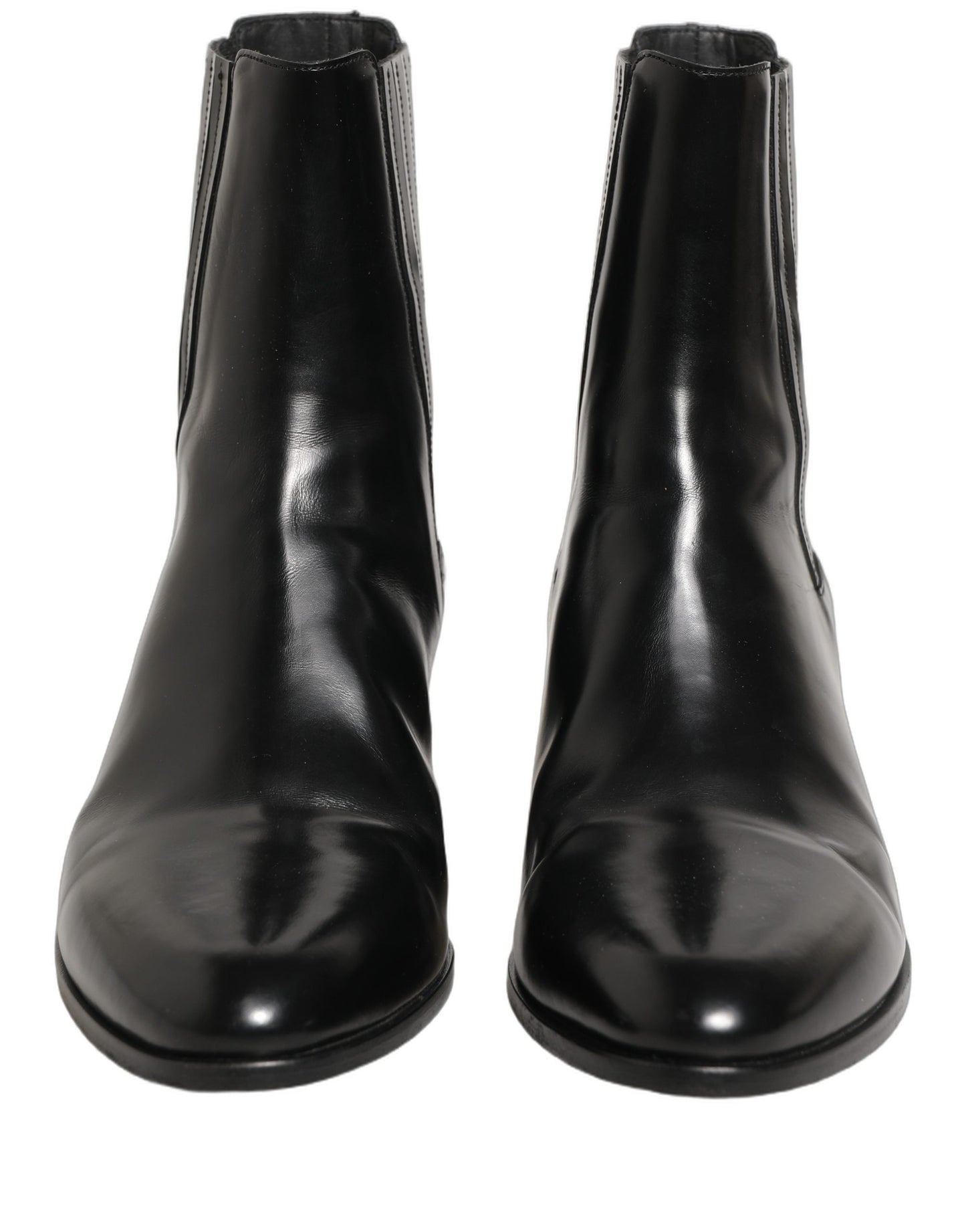 Dolce & Gabbana Black Leather Chelsea Mid Calf Boots Shoes