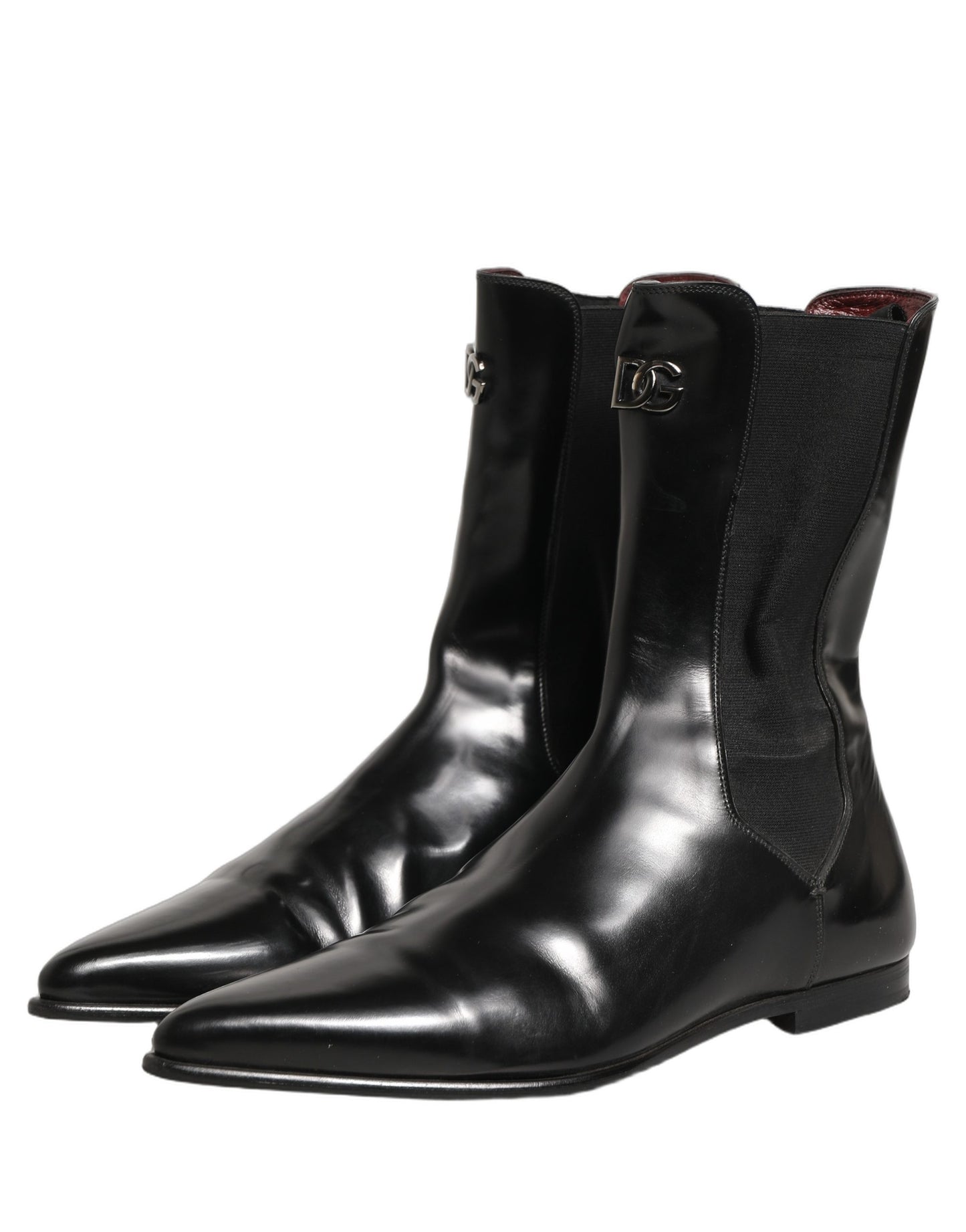 Dolce & Gabbana Black Leather Chelsea Mid Calf Boots Shoes