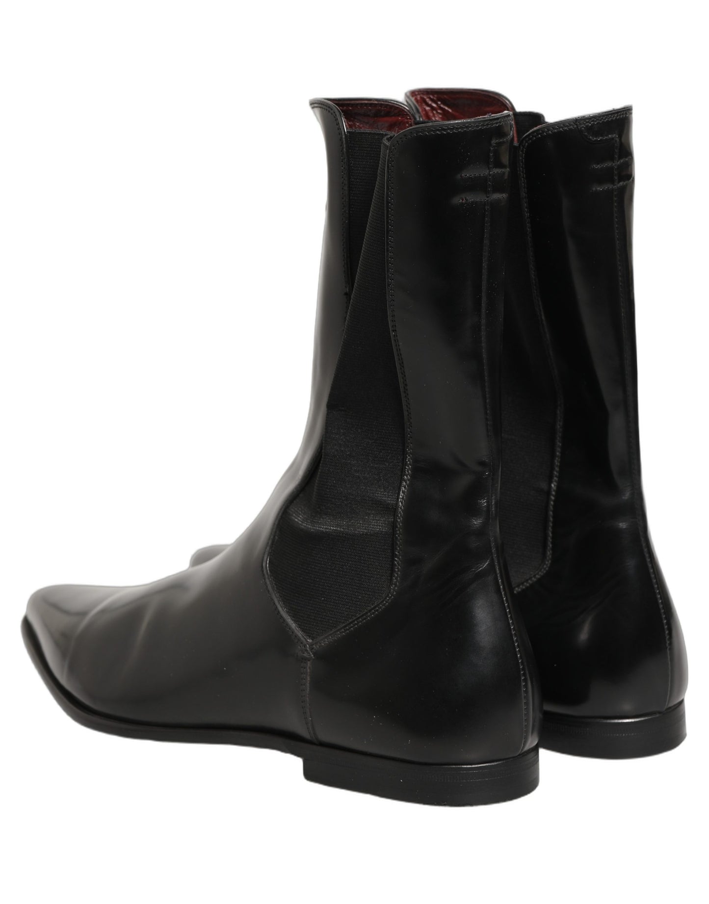 Dolce & Gabbana Black Leather Chelsea Mid Calf Boots Shoes