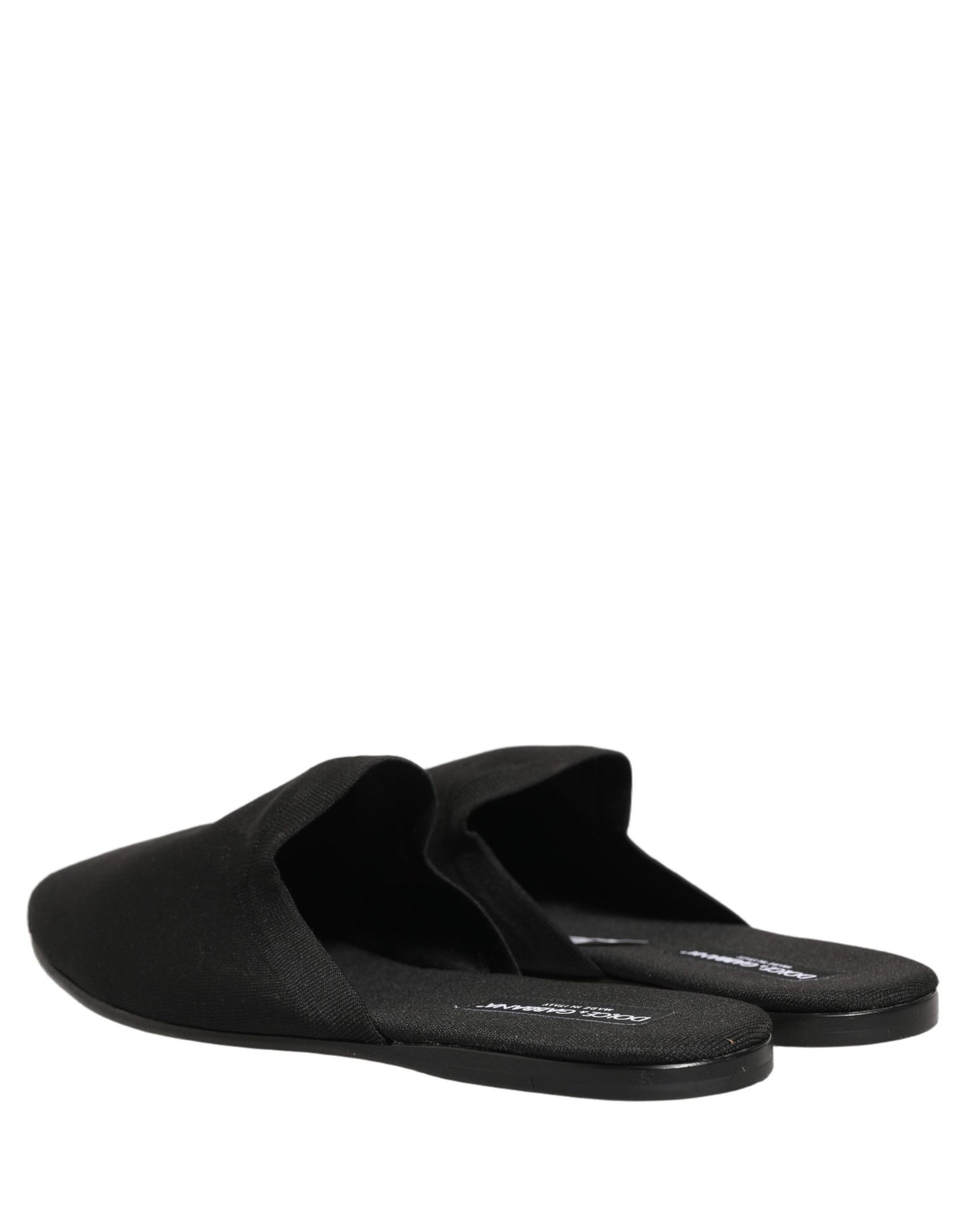 Dolce & Gabbana Black Suede Slides Flat Slipper Men Shoes