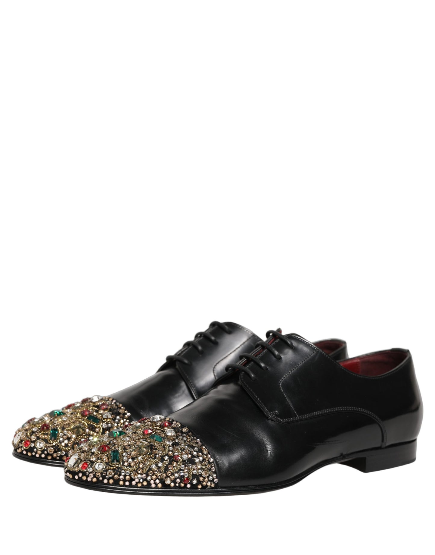 Dolce & Gabbana Black Crystals Embellished Men Derby Shoes