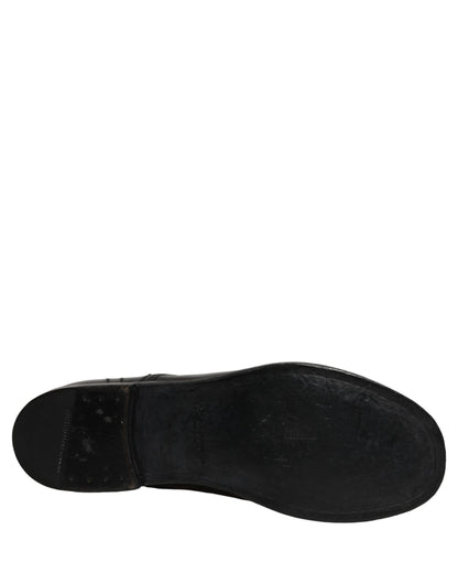 Dolce & Gabbana Black Leather Men Derby Dress Formal Shoes