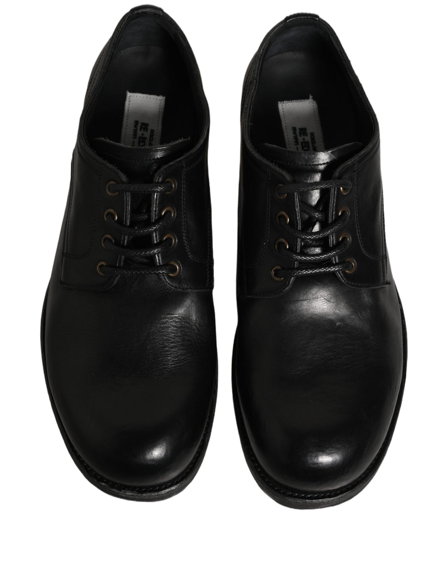 Dolce & Gabbana Black Leather Men Derby Dress Formal Shoes