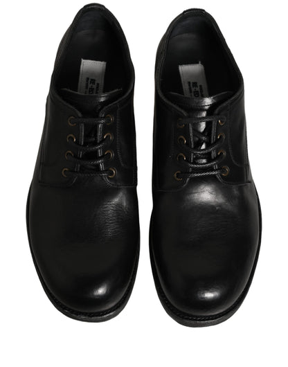 Dolce & Gabbana Black Leather Men Derby Dress Formal Shoes