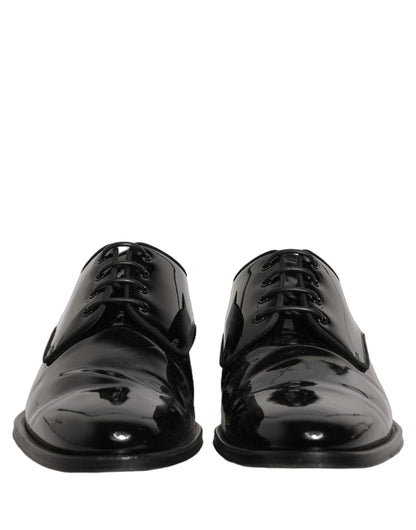 Dolce & Gabbana Black Leather Men Derby Dress Men Formal Shoes