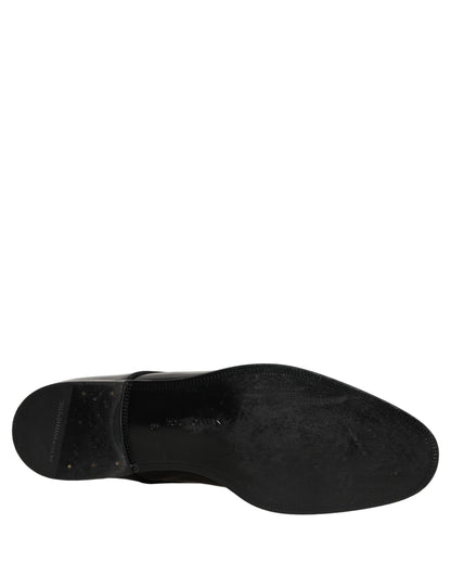 Dolce & Gabbana Black Leather Men Derby Dress Men Formal Shoes