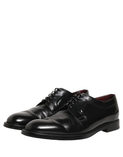 Dolce & Gabbana Black Leather Derby Dress Men Formal Shoes