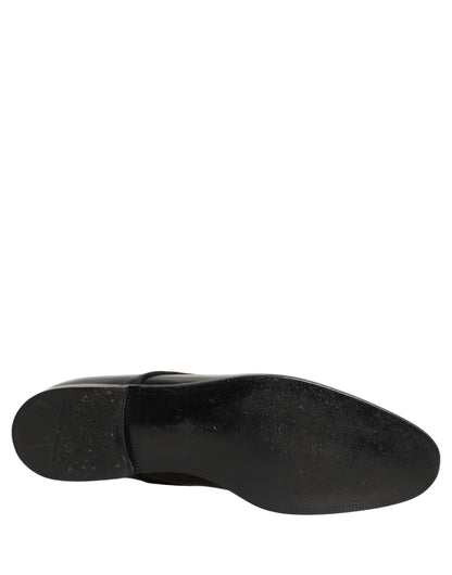 Dolce & Gabbana Black Leather Men Derby Dress Formal Shoes