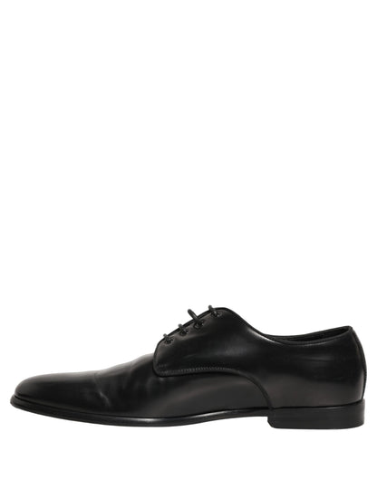 Dolce & Gabbana Black Leather Men Derby Dress Formal Shoes