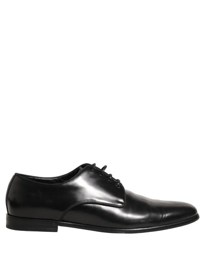 Dolce & Gabbana Black Leather Men Derby Dress Formal Shoes