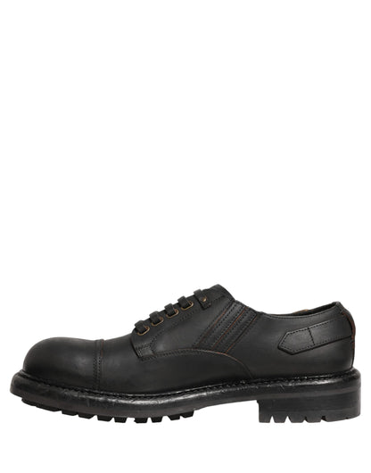 Dolce & Gabbana Dress Black Leather Lace Up Derby Men Shoes
