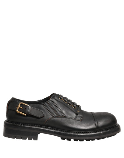 Dolce & Gabbana Dress Black Leather Lace Up Derby Men Shoes