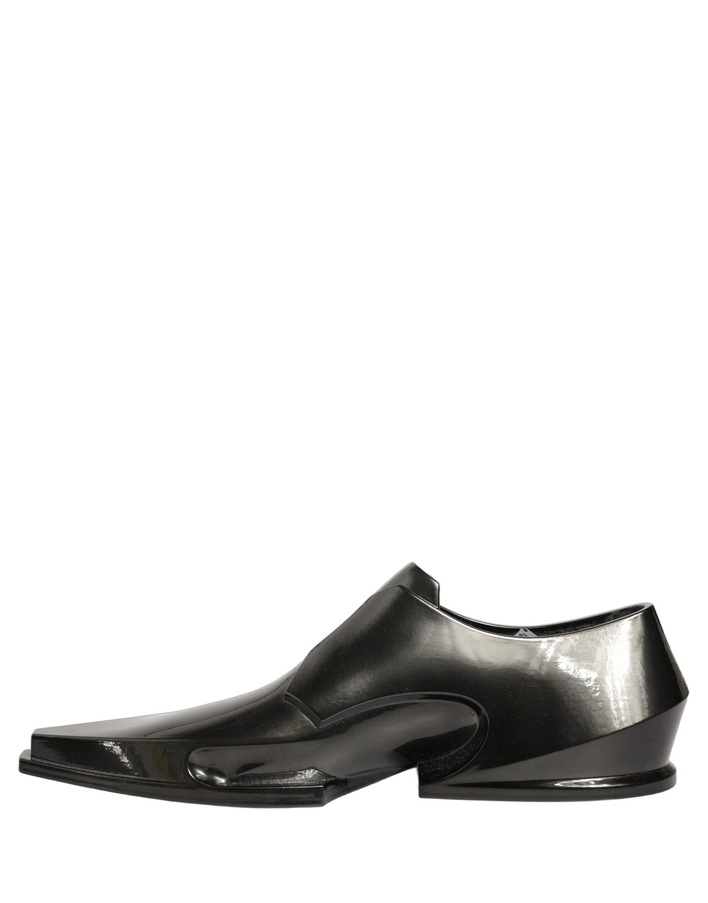 Dolce & Gabbana Dress Shiny Black Slip On Plastic Dress Shoes