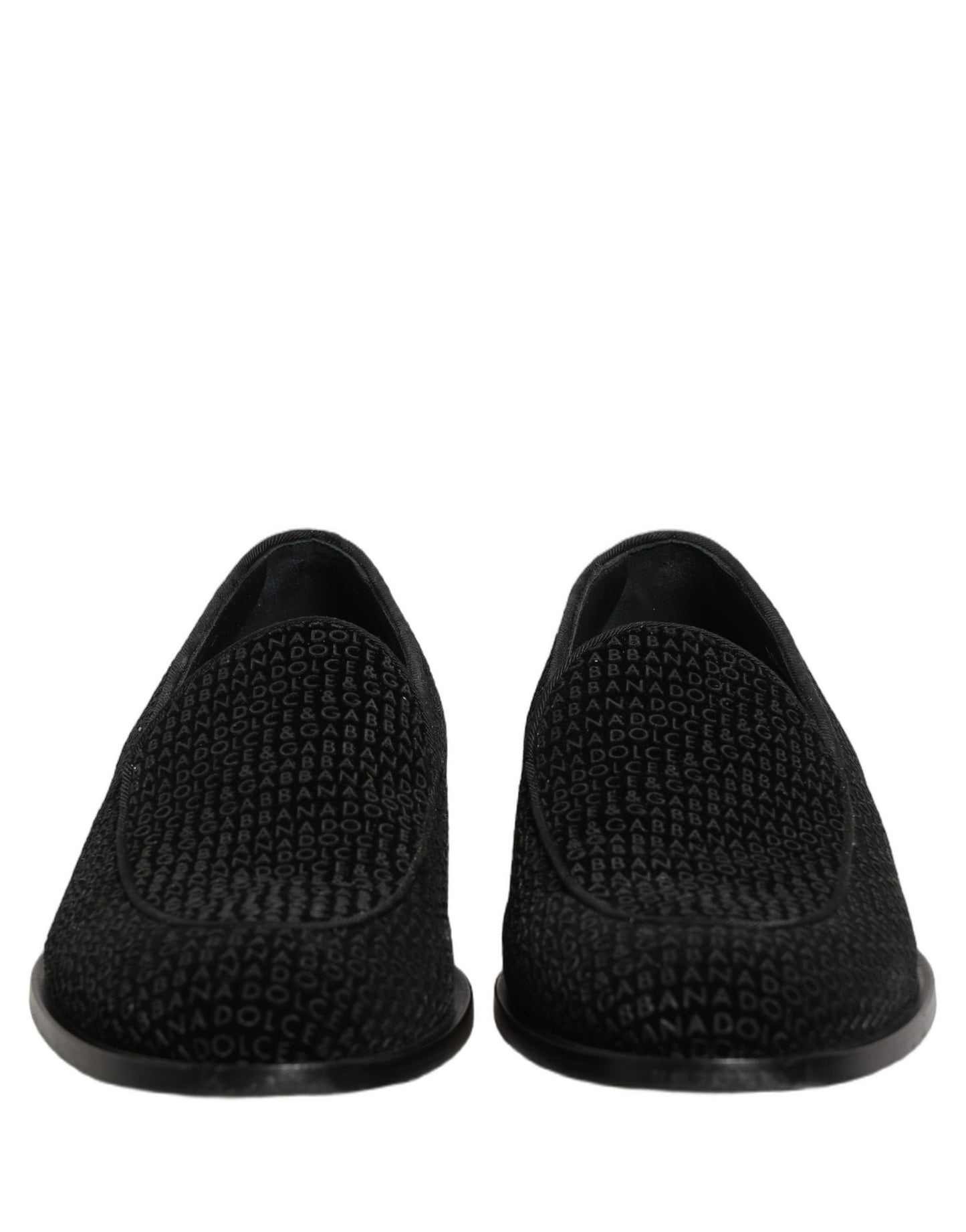 Dolce & Gabbana Black Logo Monogram Men Dress Loafers Shoes