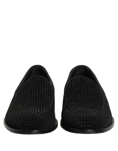Dolce & Gabbana Black Logo Monogram Men Dress Loafers Shoes