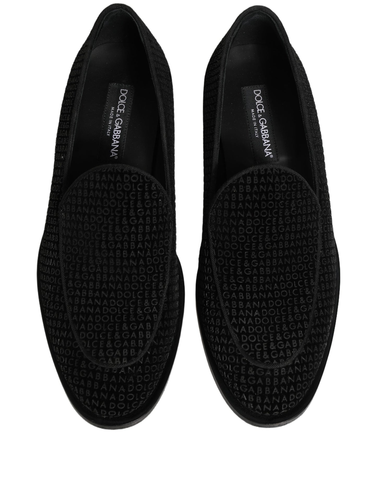 Dolce & Gabbana Black Logo Monogram Men Dress Loafers Shoes