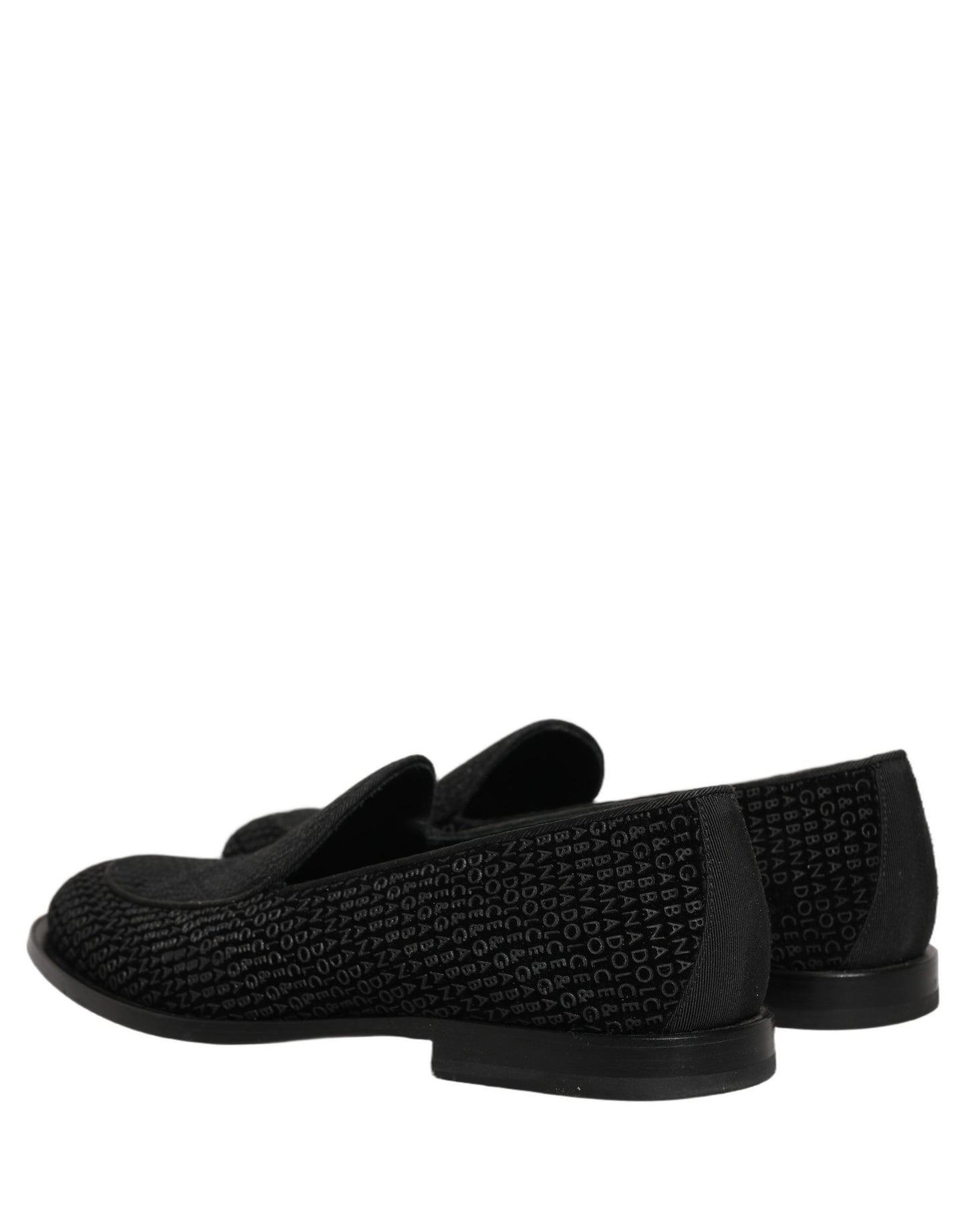 Dolce & Gabbana Black Logo Monogram Men Dress Loafers Shoes