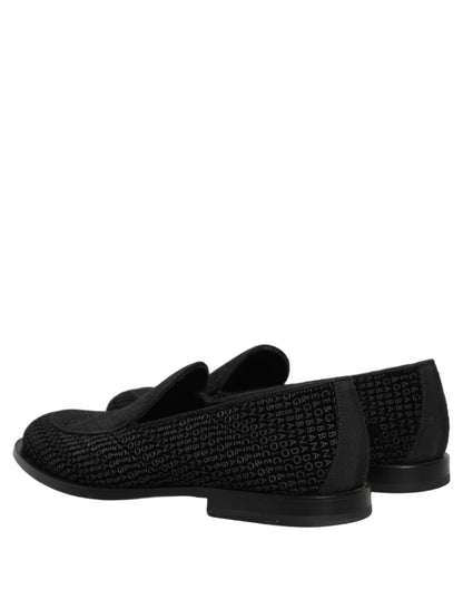 Dolce & Gabbana Black Logo Monogram Men Dress Loafers Shoes