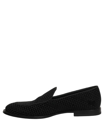 Dolce & Gabbana Black Logo Monogram Men Dress Loafers Shoes