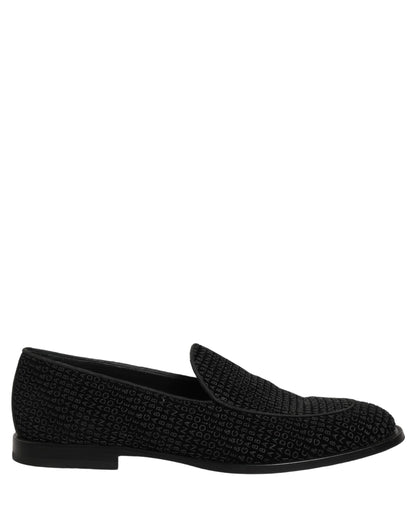 Dolce & Gabbana Black Logo Monogram Men Dress Loafers Shoes