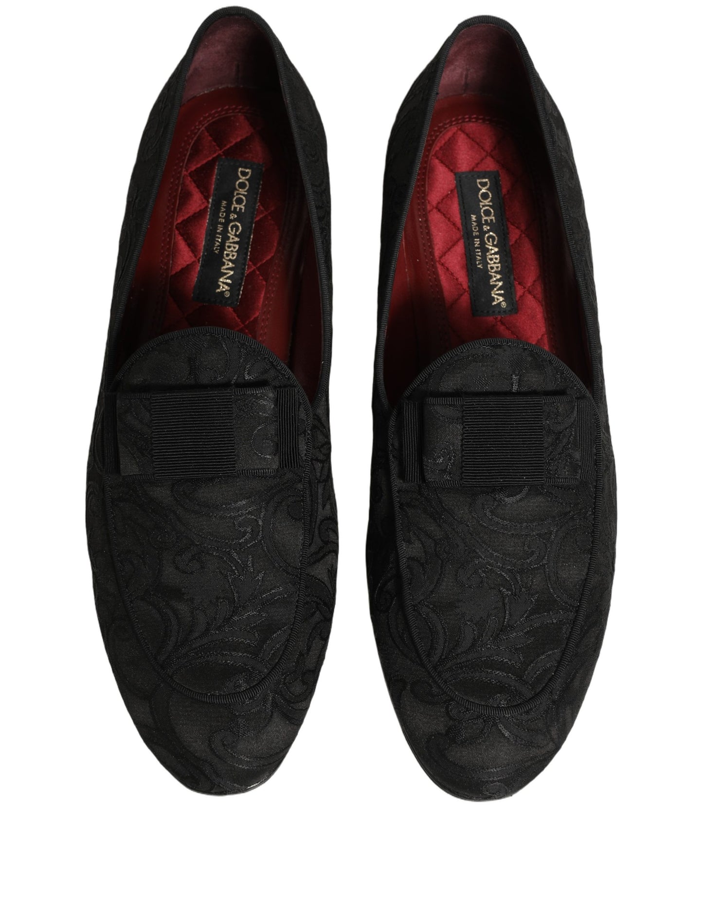 Dolce & Gabbana Black Floral Brocade Men Dress Loafers Shoes