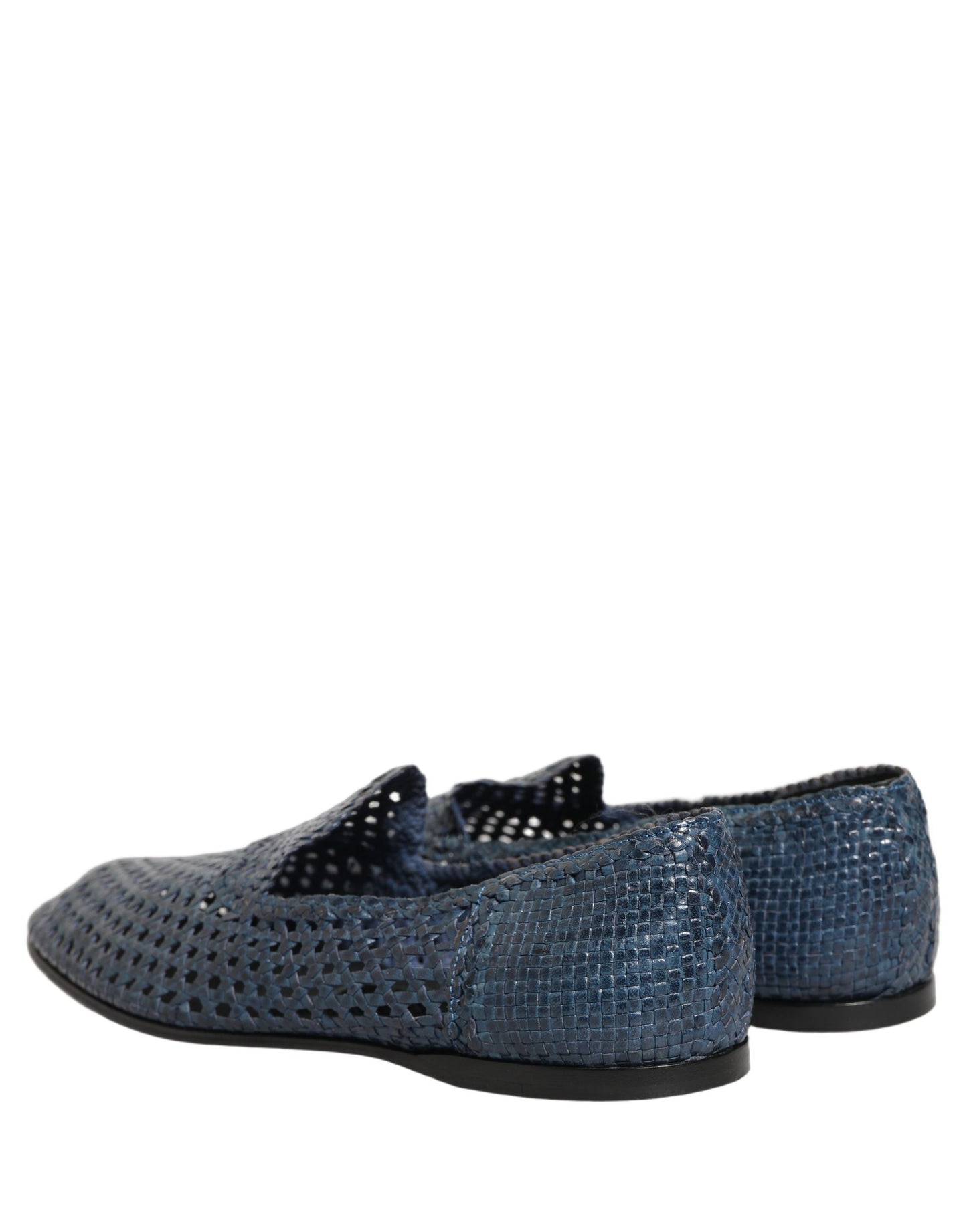 Dolce & Gabbana Blue Woven Raffia Slip On Loafers Men Shoes