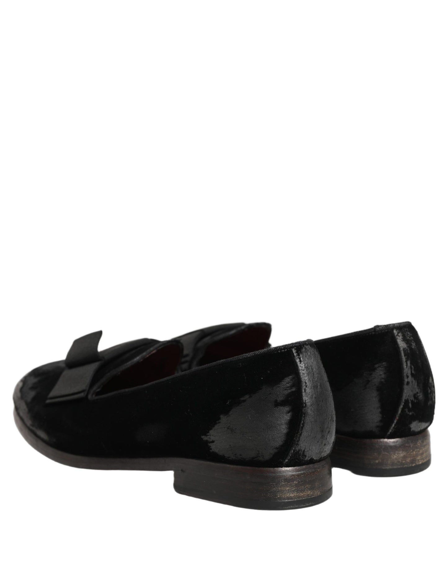 Dolce & Gabbana Black Velvet Loafers Formal Men Dress Shoes