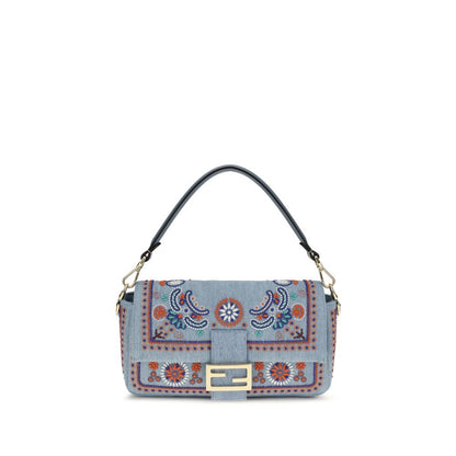 Fendi Blue Cotton Shoulder Bag