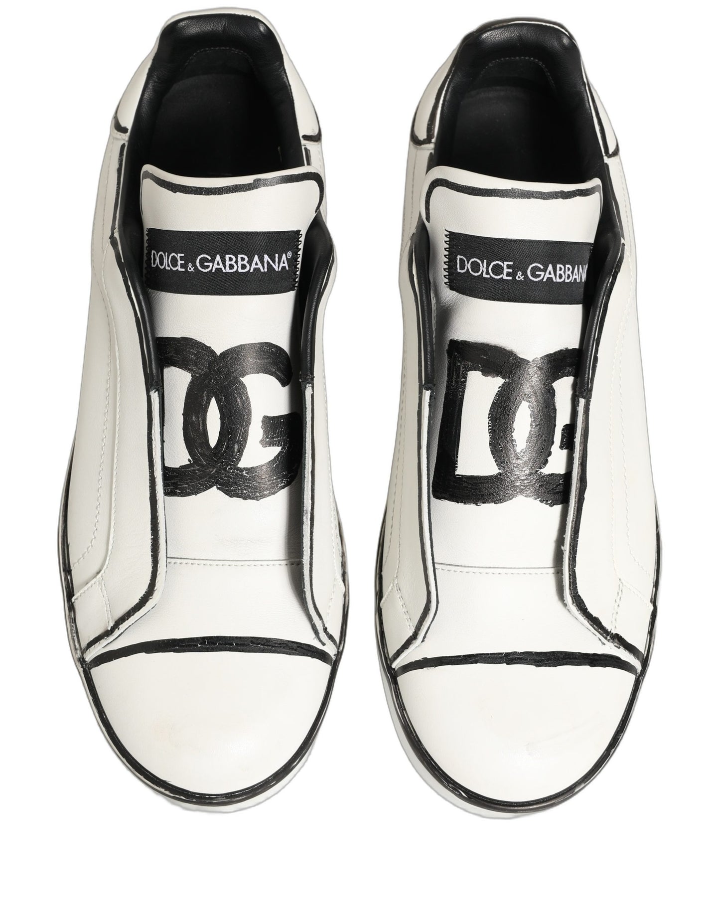 Dolce & Gabbana White Leather Portofino Low Top Sneakers Shoes