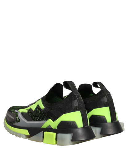 Dolce & Gabbana Black Green Sorrento Low Top Sneakers Shoes