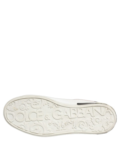 Dolce & Gabbana White Black Leather Lace Up Sneakers Shoes