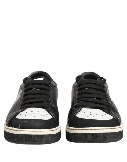 Dolce & Gabbana Black Leather Crown Milano Men Sneakers Shoes