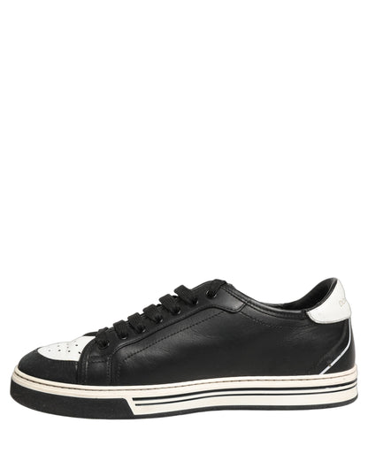 Dolce & Gabbana Black Leather Crown Milano Men Sneakers Shoes