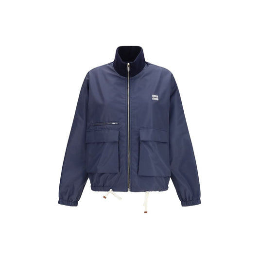 Miu Miu Blue Polyester Full-Length Jacket