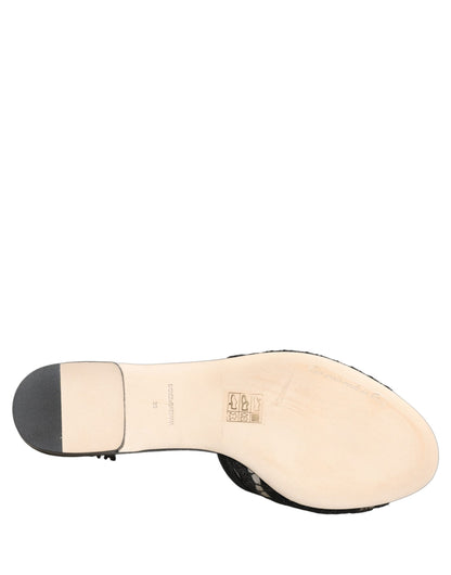 Dolce & Gabbana Black Devotion Lace Flats Slip On Shoes