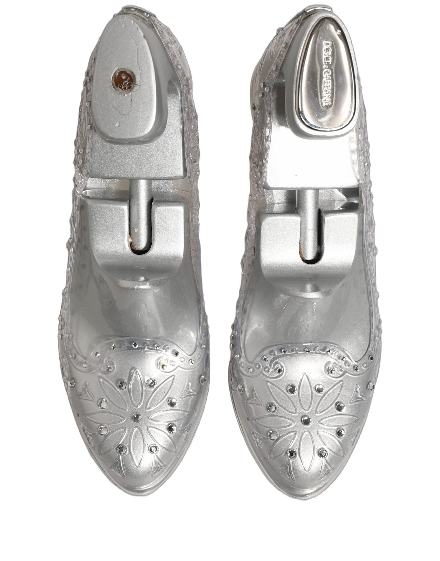 Dolce & Gabbana Clear CINDERELLA Floral Crystal Heels Shoes