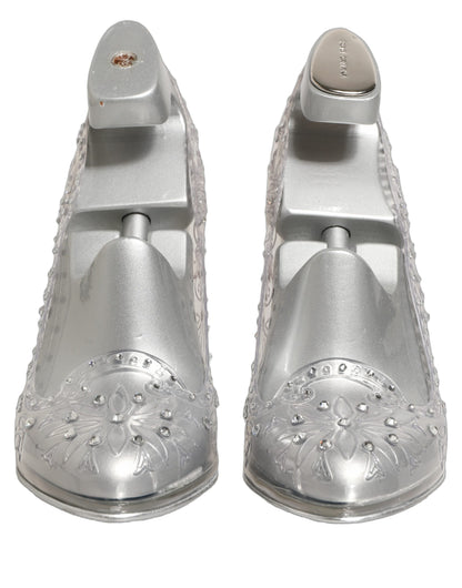 Dolce & Gabbana Clear CINDERELLA Floral Crystal Heels Shoes