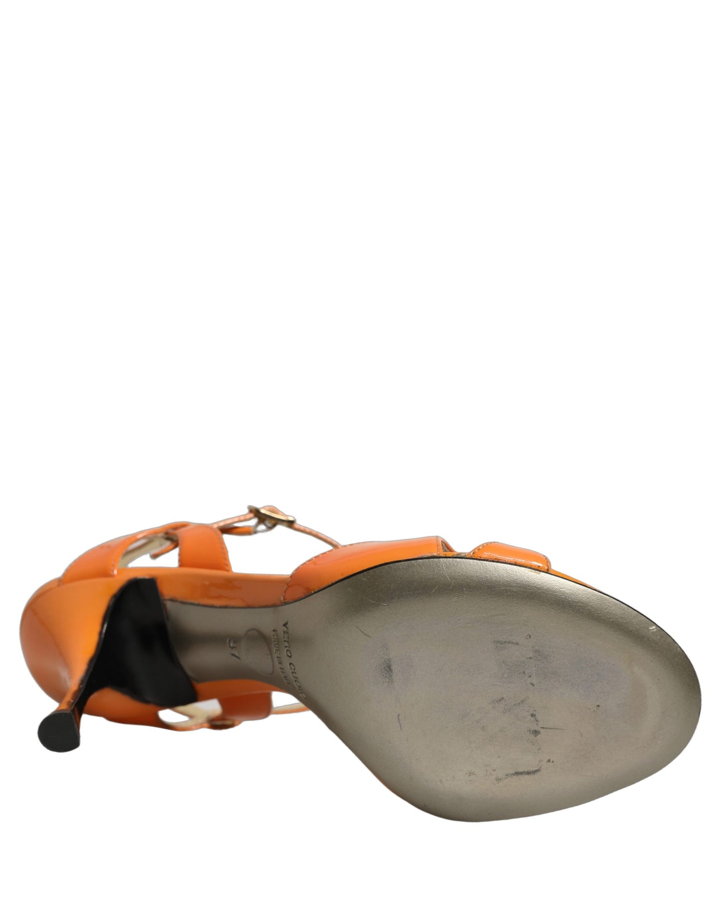 Dolce & Gabbana Orange Leather Stiletto Heels Sandals Shoes