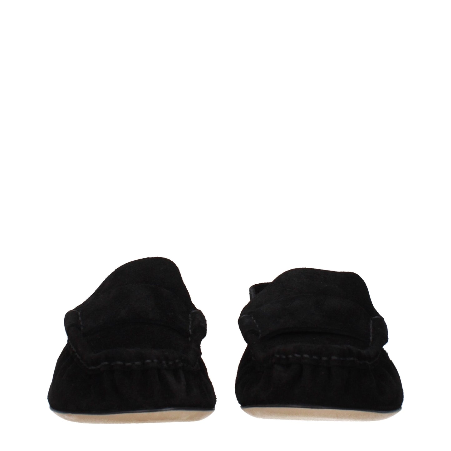 The Row Black Leather Slip-On Loafers