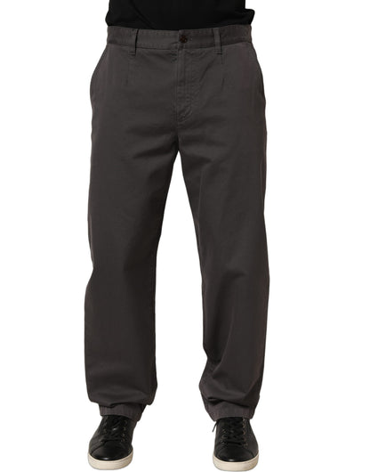 Dolce & Gabbana Dark Gray Cotton Straight Chino Trouser Pants