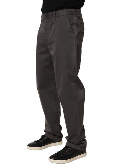 Dolce & Gabbana Dark Gray Cotton Straight Chino Trouser Pants