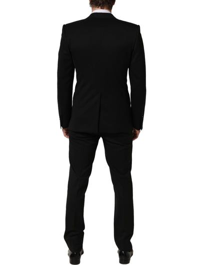 Dolce & Gabbana Black Wool Slim Fit Formal 3 Piece Men Suit