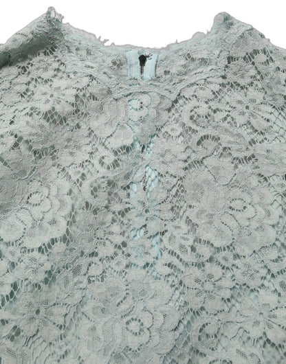 Dolce & Gabbana Mint Green Lace Sleeveless Knee Length Dress