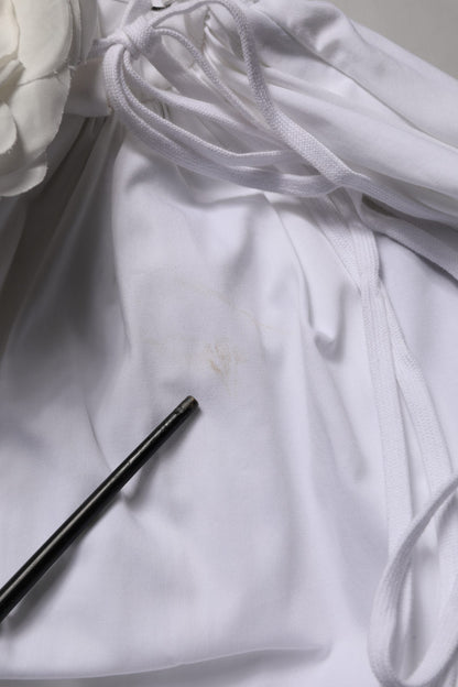 Dolce & Gabbana White Cotton Gabardine Bustier Midi Dress