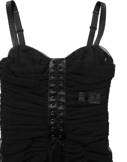 Dolce & Gabbana Sleeveless V-neck Shift Knee Length Black